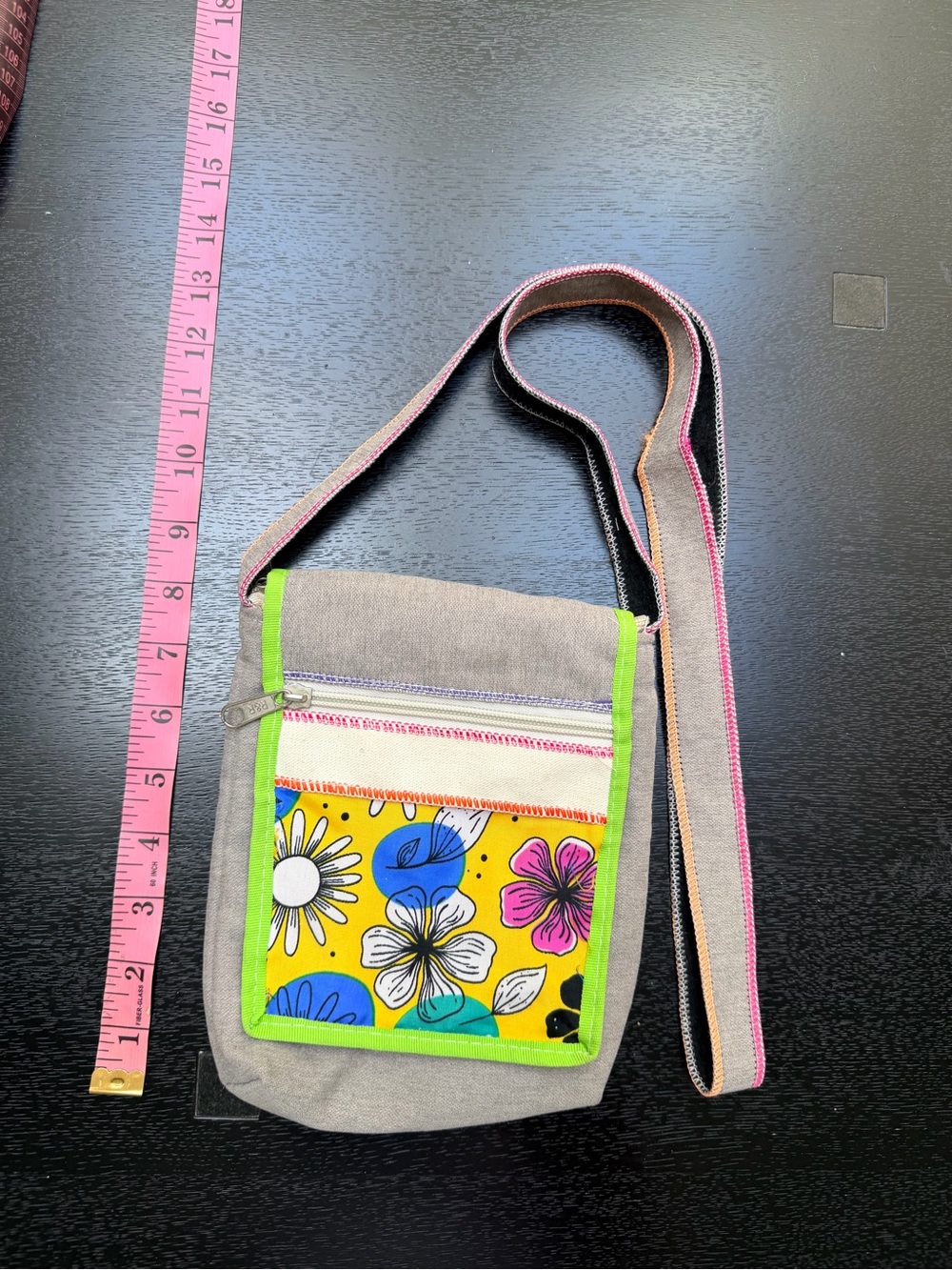 Colombian Crossbody Bag with Yellow Floral Pocket